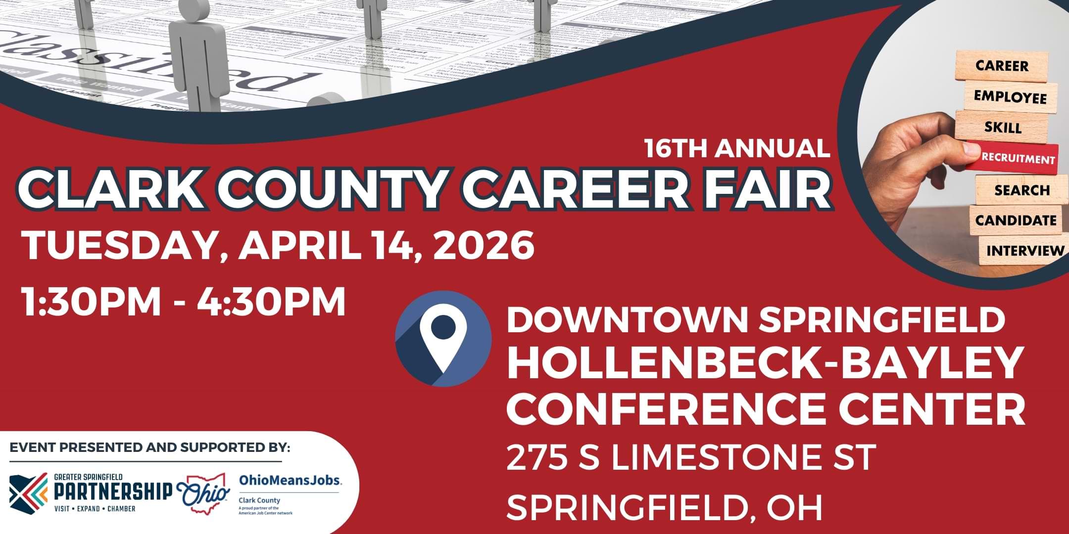 16th Annual Clark County Career Fair - Tuesday, April 14, 2026 - Downtown Springfield Hollenbeck-Bayley Conference Center